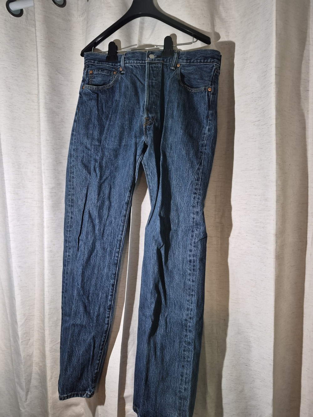 Levi's Mens Straight Leg Jeans Blue Medium Wash Button Fly Regular Fit 36